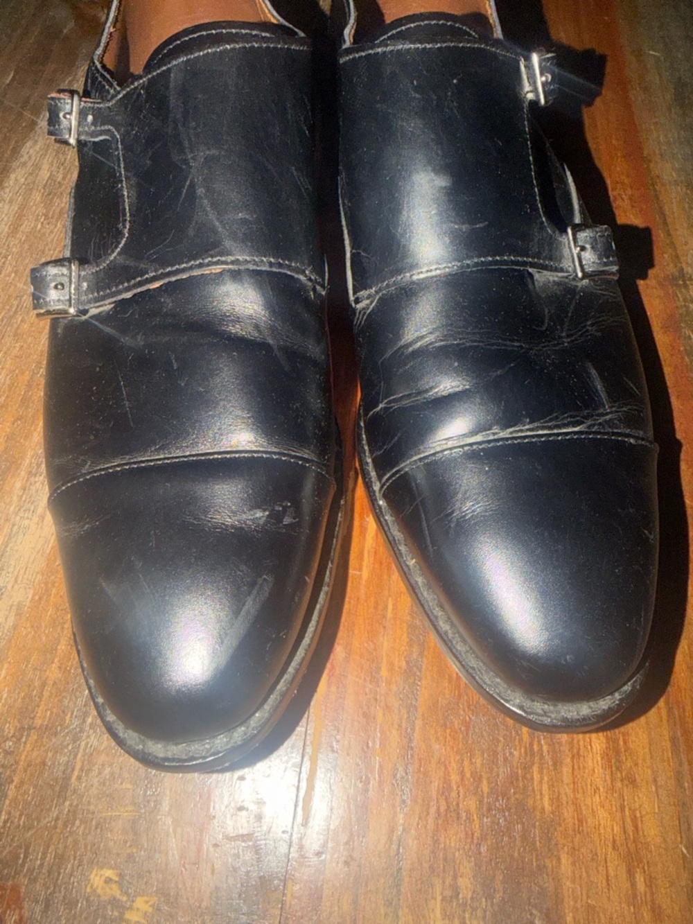 Allen Edmonds Black Double Monk Strap Leather Dress Shoes - Picture 7 of 10
